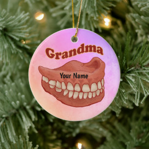 False Teeth Grandma Ceramic Ornament