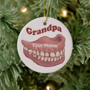 False Teeth Grandpa Ceramic Ornament