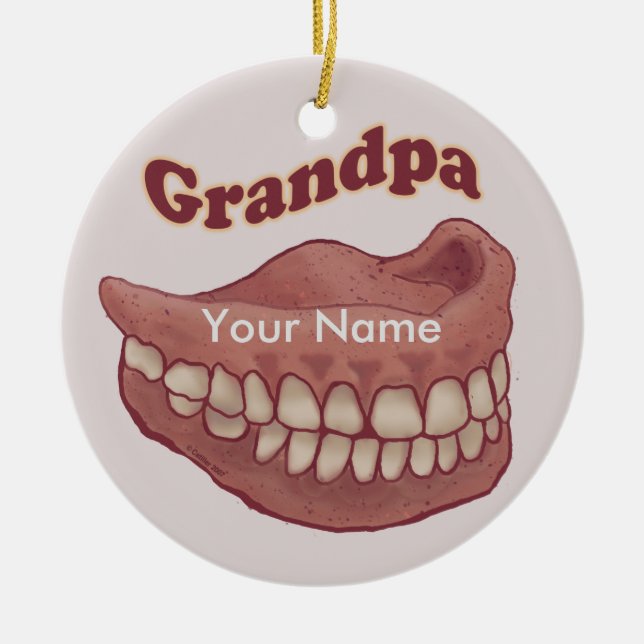 False Teeth Grandpa  Ceramic Ornament (Front)