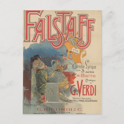 Falstaff opera poster Paris premire 1894 Postca Postcard