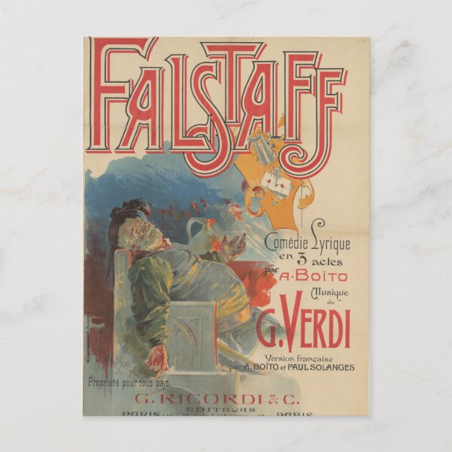 Falstaff opera poster (Paris première 1894) Postca Postcard (Front)