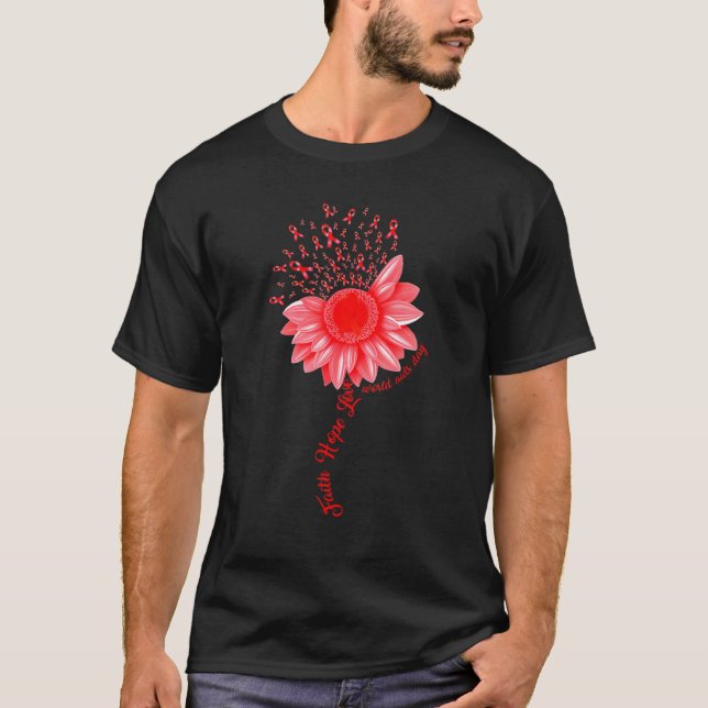 Falth Hope World Aids Day Awareness Daisy Flower R T-Shirt (Front)