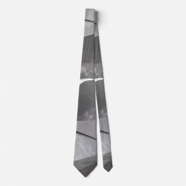 Famed Black and White Design Gateway Arch Neck Tie (Front)