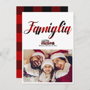 Famiglia Cool Plaid Christmas Holiday Photo Card