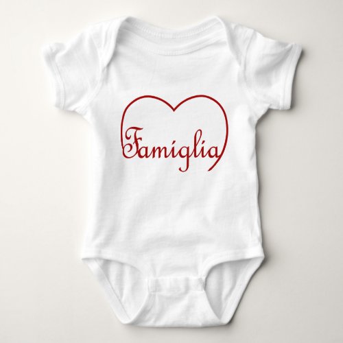 Famiglia Italian Family heart Red Baby Bodysuit