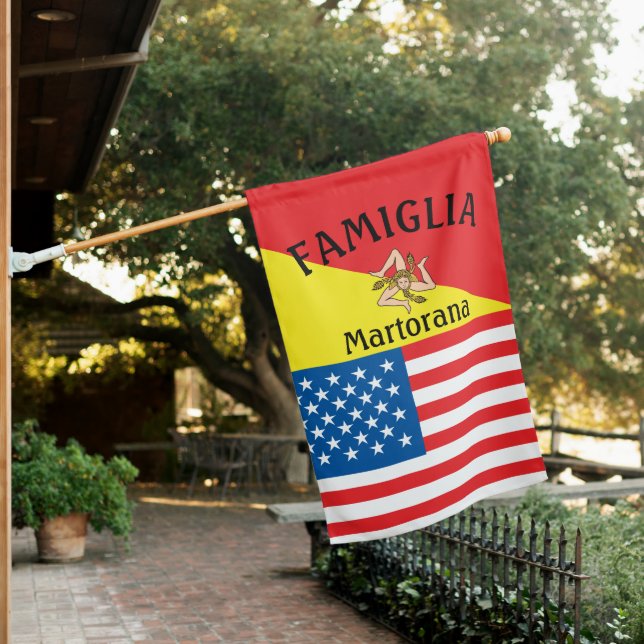 Famiglia Sicily Sicilian American Flags  (In SItu)