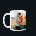 Famiily 2-Photo | Modern Calligraphy Heart Mug<br><div class="desc">Modern two photo mug. Featuring 'family' in a white calligraphy style font with a cute white hollow heart. Great keepsake for gift giving.</div>