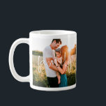 Famiily 2-Photo | Modern Calligraphy Heart Mug<br><div class="desc">Modern two photo mug. Featuring 'family' in a white calligraphy style font with a cute white hollow heart. Great keepsake for gift giving.</div>