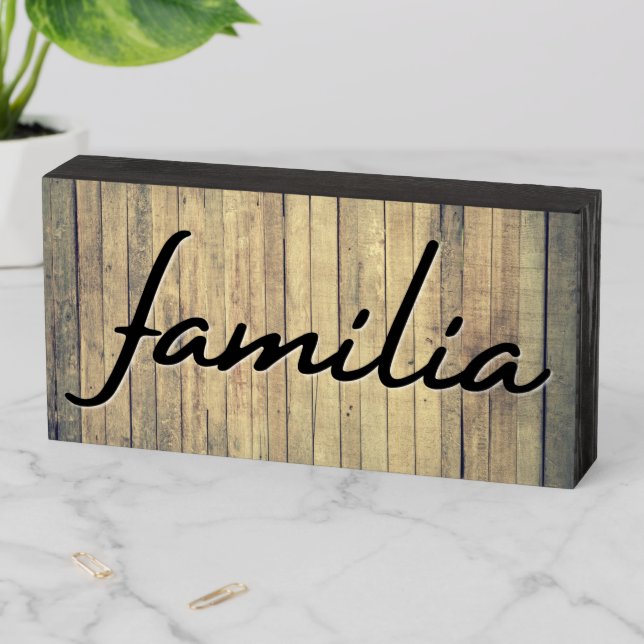Familia Wooden Box Sign (In Situ Horizontal)