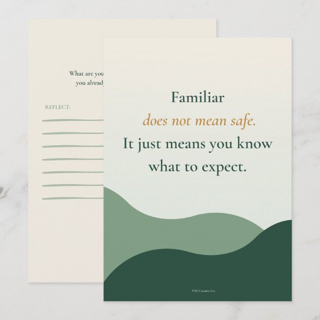 Familiar Does Not Mean Safe | Reflection Invitation (Front/Back)