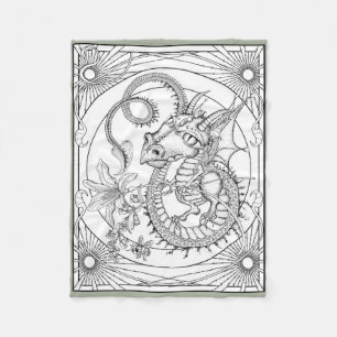 Familiar Dragon: DIY Coloring by Sonja A.S. Fleece Blanket