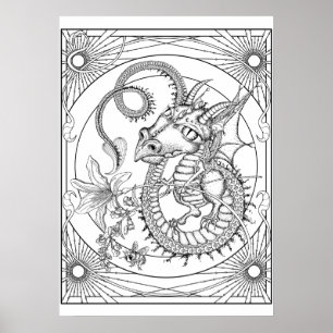 Familiar Dragon: DIY Coloring Poster by Sonja A.S.
