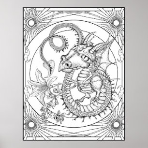 Familiar Dragon: LARGE DIY Coloring by Sonja A.S. Poster