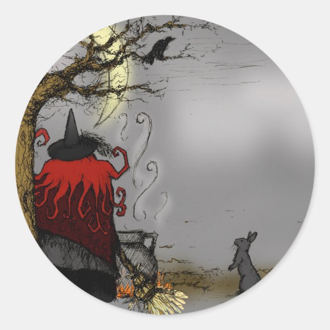 FAMILIAR HALLOWEEN CLASSIC ROUND STICKER (Front)