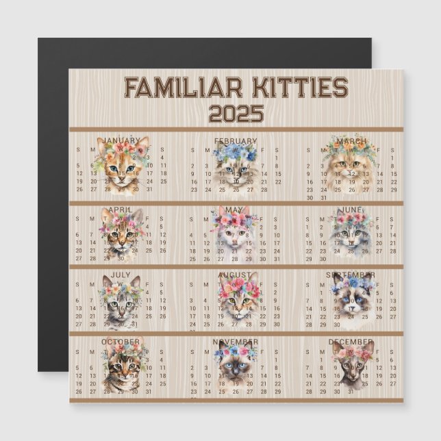 Familiar Kitties 2025 Magnetic Card (Front/Back)
