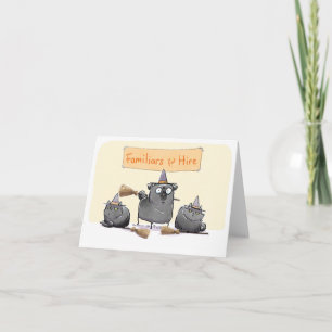 Familiars for Hire black pug Halloween card
