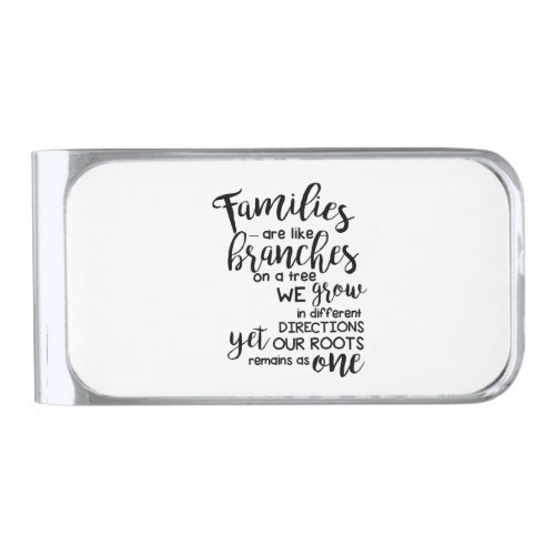 Families are like   Monogram Personalized Silver Finish Money Clip