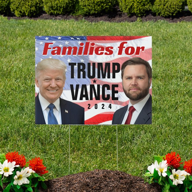 Families for Trump Vance 2024 Photo American Flag Sign (families for trump vance 2024 yard sign)