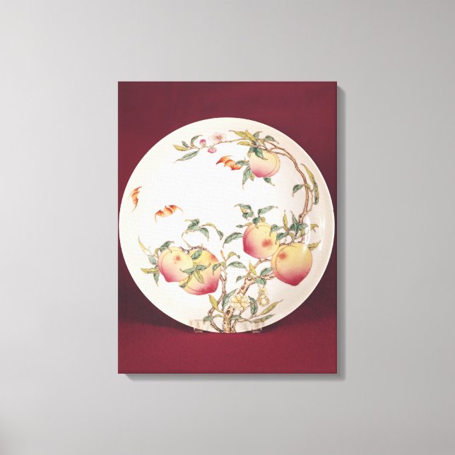 Famille rose plate decorated canvas print (Front)