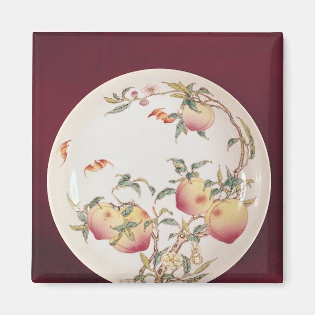 Famille rose plate decorated magnet (Front)