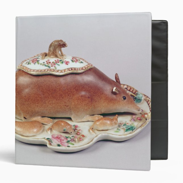 Famille rose sauce tureen and cover modelled binder (Front/Inside)