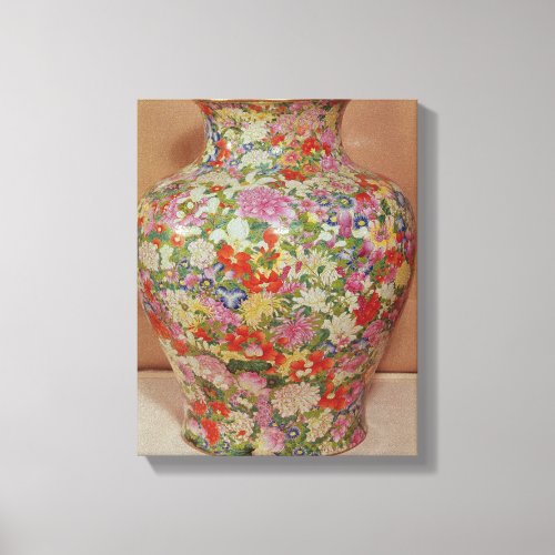 Famille Rose vase with a mille fleurs Canvas Print