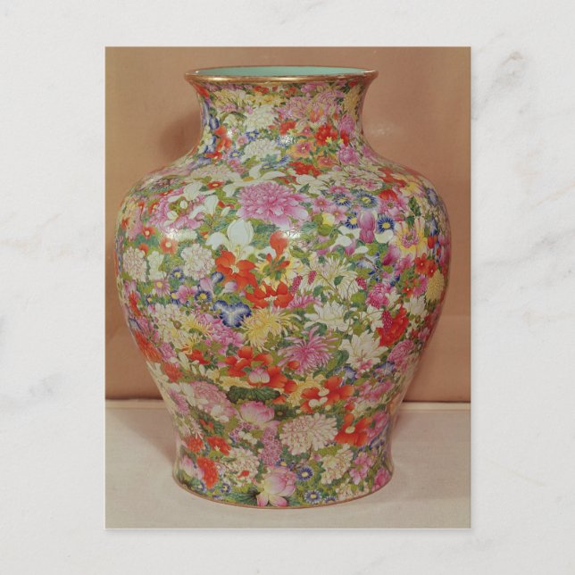 Famille Rose vase with a mille fleurs Postcard (Front)