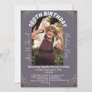Family 100th Birthday Party Simple Photo Invitation