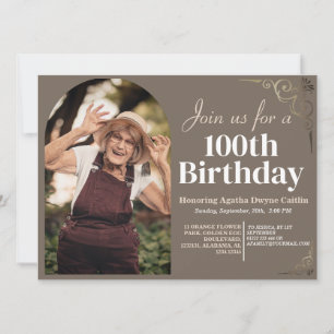 Family 100th Birthday Party Simple Photo Invitation