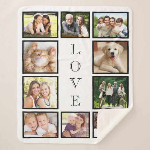 Family 10 Photo Collage Sherpa Blanket