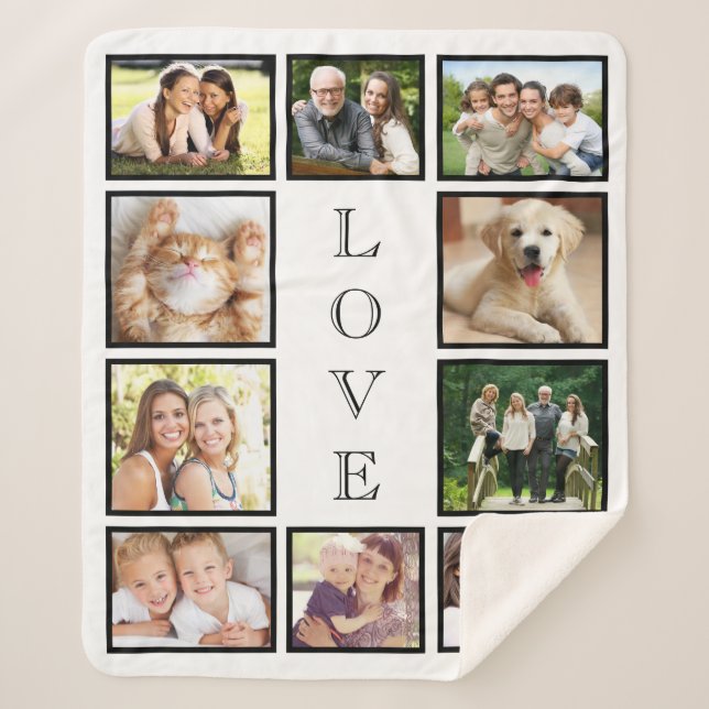 Family 10 Photo Collage Sherpa Blanket (Front)