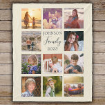 Family 11 Photo Collage Off-White Fleece Blanket<br><div class="desc">Personalized elegant family photo fleece blanket features an off-white background that can be changed to any color, Simply add 11 photos of your choice and your own personalized text in chic handwritten script calligraphy and modern stylish typography. Makes a wonderful keepsake gift for yourself, your family & friends. Perfect Christmas...</div>