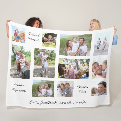Family 11 Photo Collage Sentimental Quotes Name Fleece Blanket
