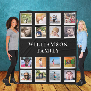 Family 16 Photo Collage Personalized Large Fleece Blanket