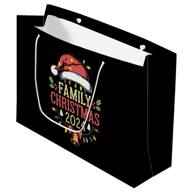 Family 2024 Christmas Matching Outfits Team Santa  Large Gift Bag (Front Angled)