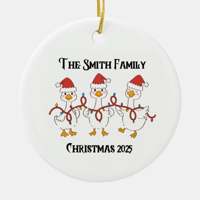 Family 2025 Christmas ornament with Ducks (Front)