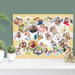 Family 28 Photo Collage Honeycomb Mosaic Canvas Print
