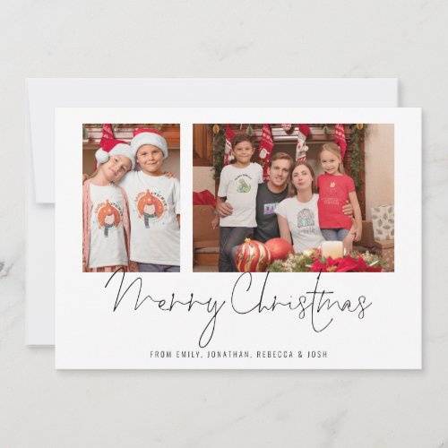 Family 2 Photo Collage Name Merry Christmas