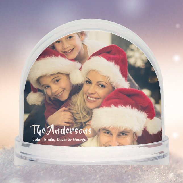  Family 2 Photos Happy Holidays Keepsake Custom Snow Globe (Creator Uploaded)