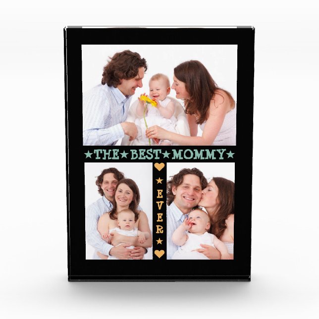 Family 3 Photo Collage Best Mom Ever Mother's Day Acrylic Award (Front)