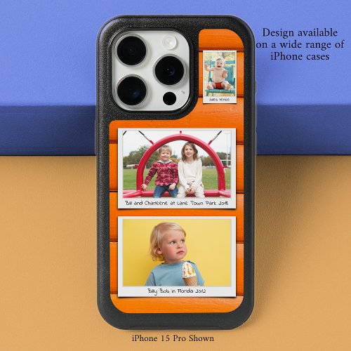 Family 3 Photo Collage Orange iPhone 15 Pro Case