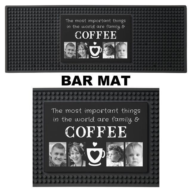 Family 4 photo black white coffee bar mat  (Creator Uploaded)