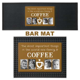 Family 4 photo brown white coffee bar mat 