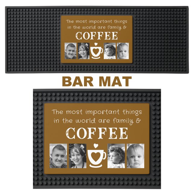 Family 4 photo brown white coffee bar mat  (Creator Uploaded)