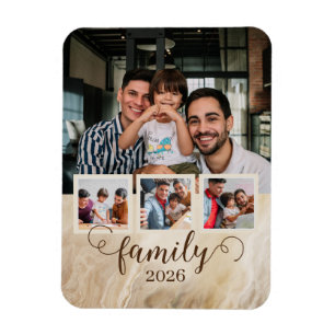Family 4 Photo Collage Magnet