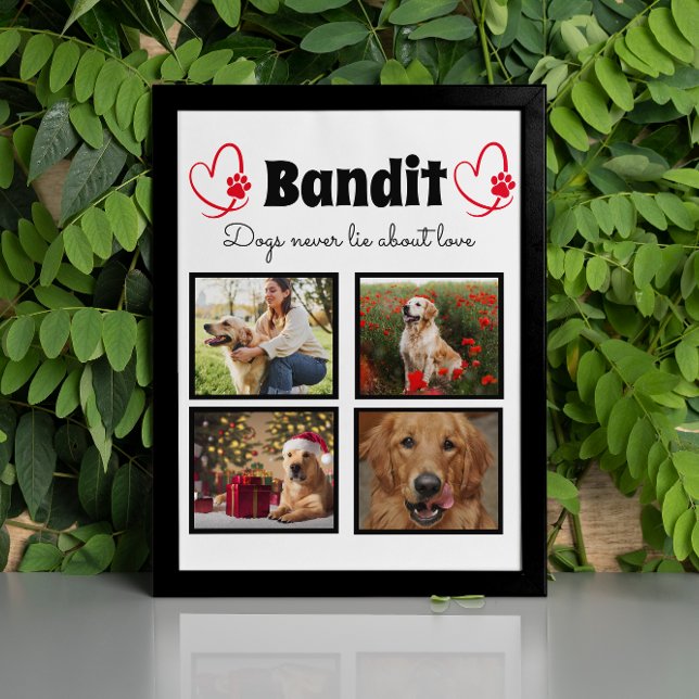 Family 4 photo customized dog collage tabletop plaque (Creator Uploaded)