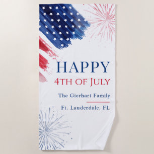 Family 4th of July Beach Party Red White Blue Towel