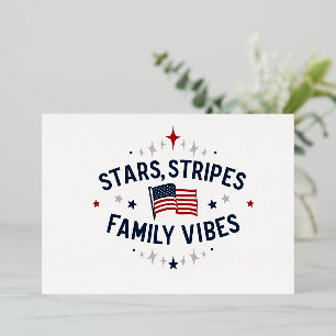 Family 4th of July Party Invitation Cute USA Foil Invitation