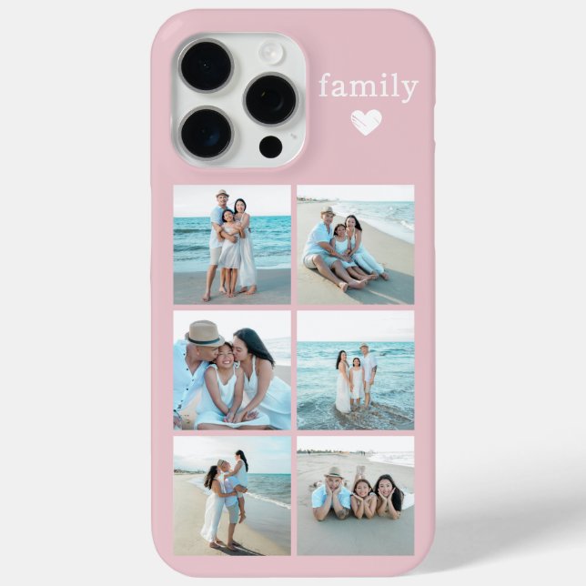 Family 6 Photo Blush Pink Case-Mate iPhone Case (Back)
