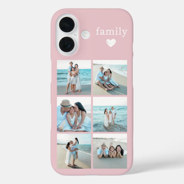 Family 6 Photo Blush Pink Case-Mate iPhone Case (Back)